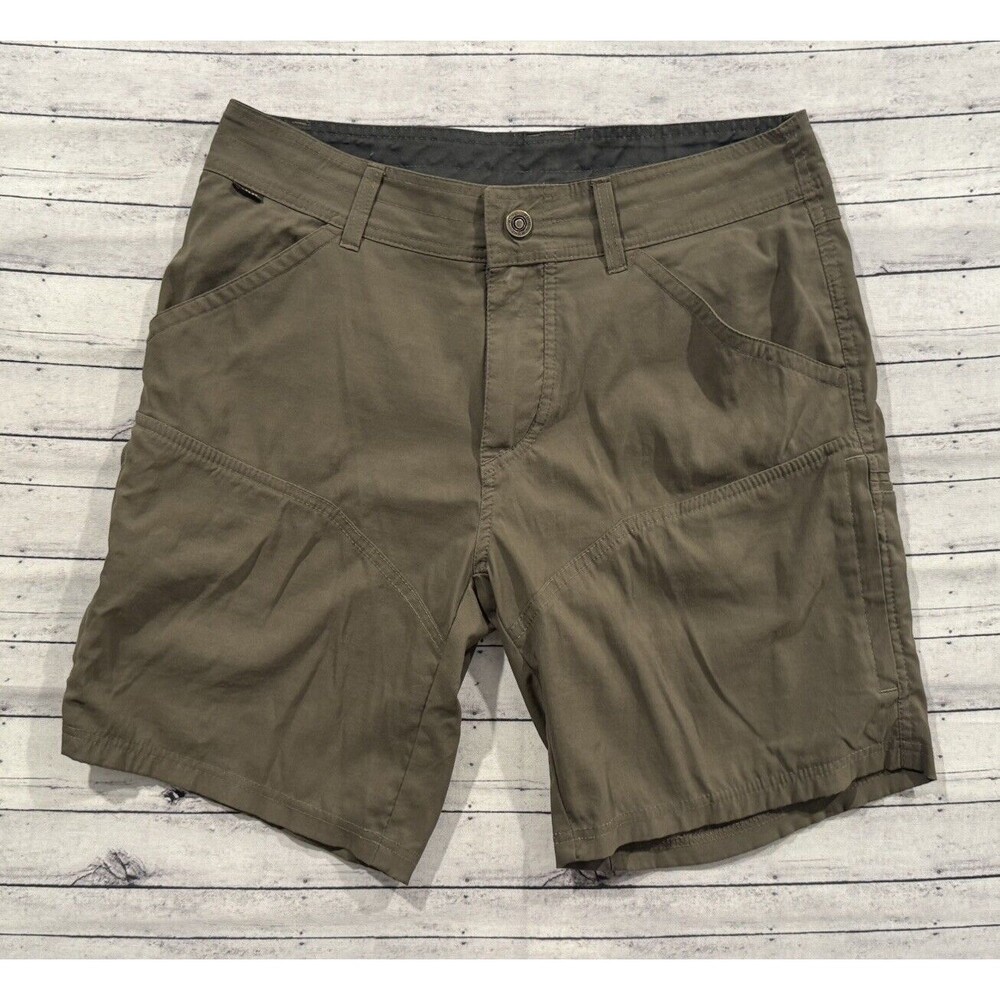 KUHL Mens Renegade Shorts Sz 32 Olive Green Hiking Zip Pockets Stretch Outdoor - Picture 3 of 16